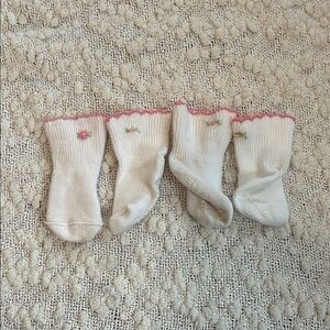 Janie and Jack White Socks with Pink Trim